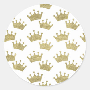 Sticker Rond Couronnes royales dorées Fée princesse Baby Shower