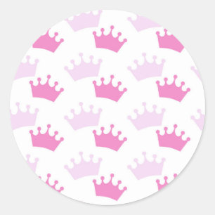 Sticker Rond Couronnes royales roses Fée Princesse Baby Shower