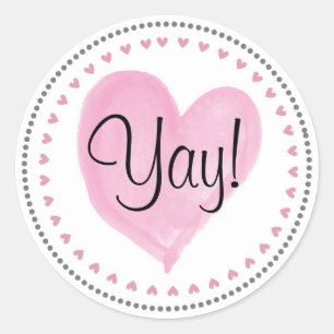 Sticker Rond Courrier heureux Yay de coeurs roses