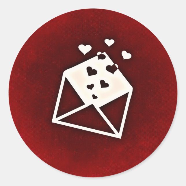 Sticker Rond Courrier mignon avec coeur d'amour Saint-Valentin (Devant)