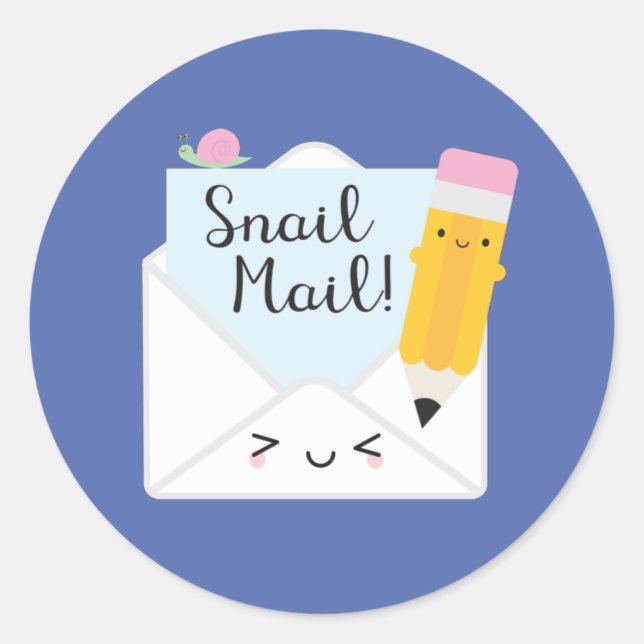 Sticker Rond Courrier Snail Kawaii (Devant)
