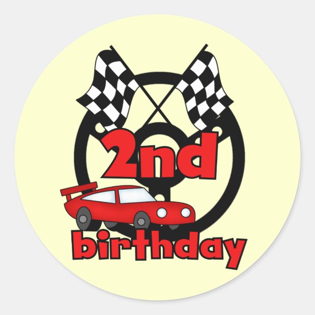 Sticker Rond Course automobile 2e anniversaire Tshirts et cadea (Devant)