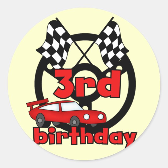 Sticker Rond Course automobile 3e anniversaire Tshirts et cadea (Devant)