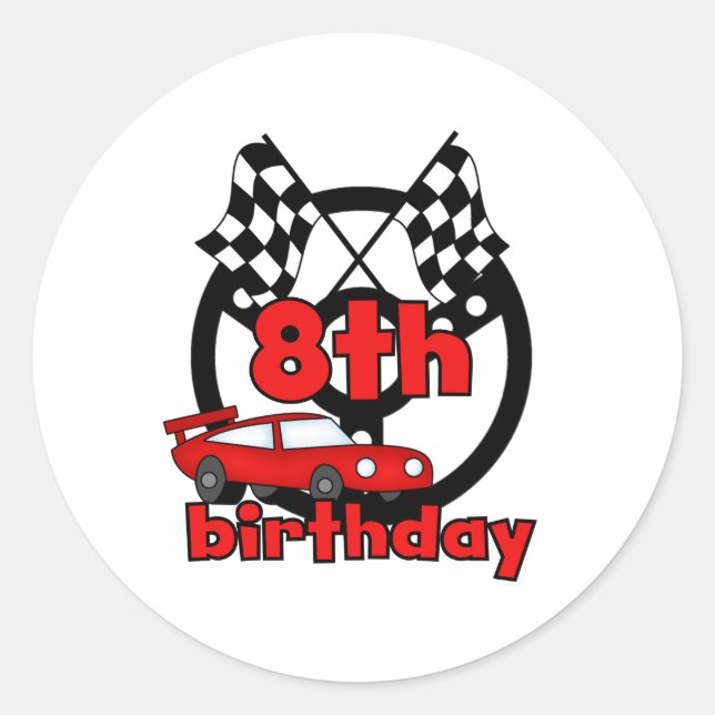 Sticker Rond Course automobile 8e anniversaire (Devant)