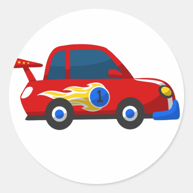 Sticker Rond Course de bébé Cartoon voiture (Devant)