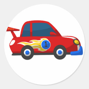 Sticker Rond Course de bébés Cartoon car
