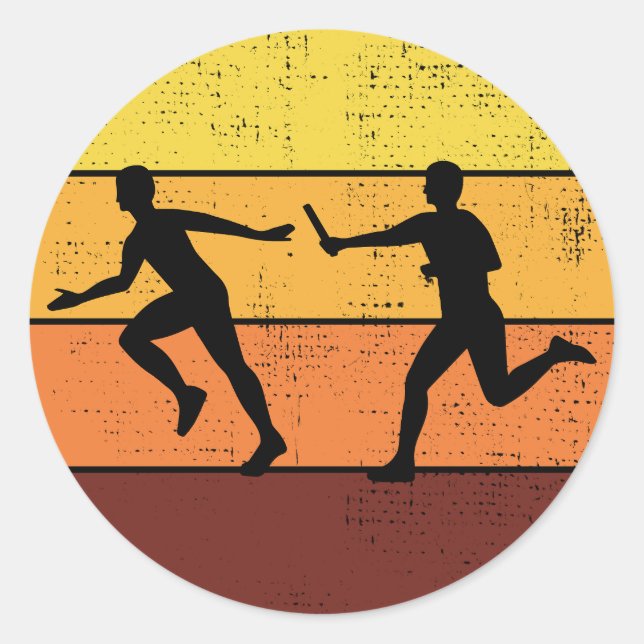 Sticker Rond Course de relais Athlète piste et course sur le te (Devant)