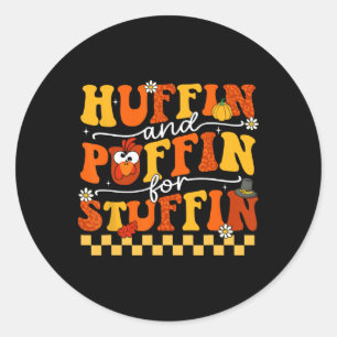 Sticker Rond Course de Thanksgiving Trot de dinde Huffin et Puf