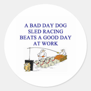 Sticker Rond course de traîneau à chien iditarod amateur
