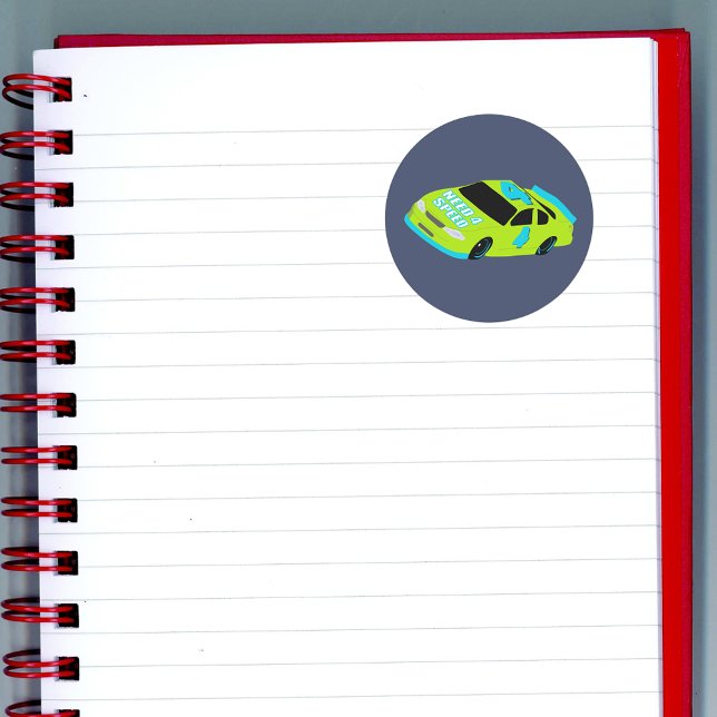 Sticker Rond Course de voiture à 4 vitesses pour le 4ème annive (Créateur téléchargé)