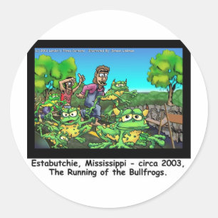 Sticker Rond Course Des Grenouilles Taureaux Cadeaux Drôles/Obj