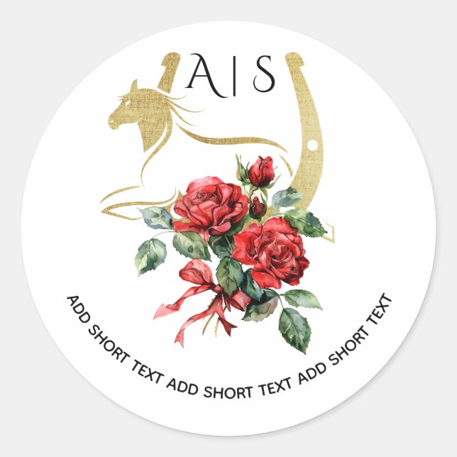 Sticker Rond Course moderne Horse Derby & Boissons Fête équestr (Devant)