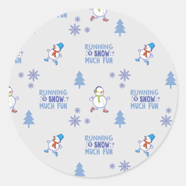 Sticker Rond Courses hivernales - Arbre de Noël de Snowman (Devant)