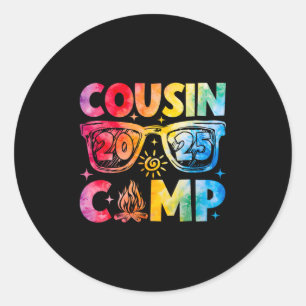 Sticker Rond Cousin Camp 2025 Vacances familiales Camping d'été