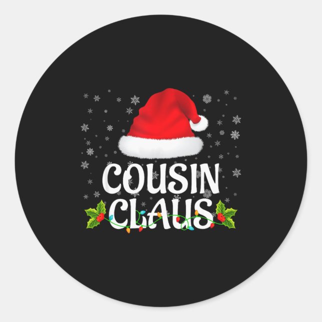 Sticker Rond Cousin Claus Christmas Lights Santa Pajama Family  (Devant)