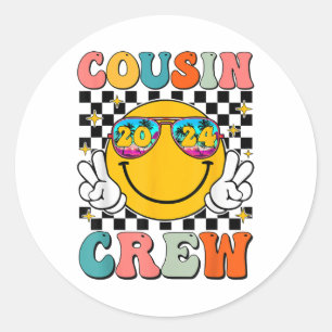 Sticker Rond Cousin Crew 2024 Family Summer Vacation Beach Sung