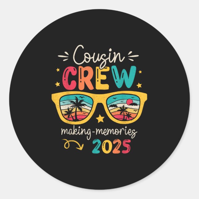 Sticker Rond Cousin Crew 2025 Réunion de famille Faire des souv (Devant)