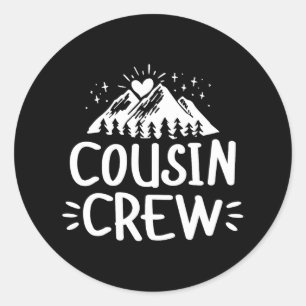 Sticker Rond Cousin Crew Camping Extérieur Montagne Été