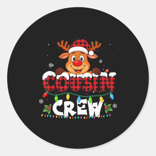 Sticker Rond Cousin Crew Christmas 2025 Family Matching Santa E (Devant)
