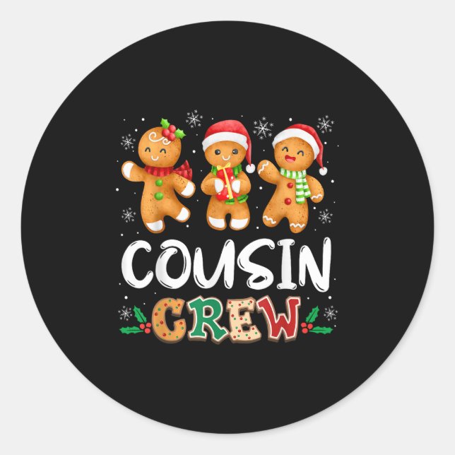 Sticker Rond Cousin Crew Christmas Pajama Shirt Gingerbread Man (Devant)