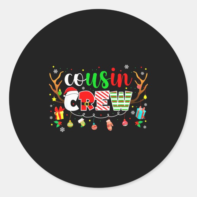 Sticker Rond Cousin Crew Family Christmas 2025 Matching Xmas Sq (Devant)