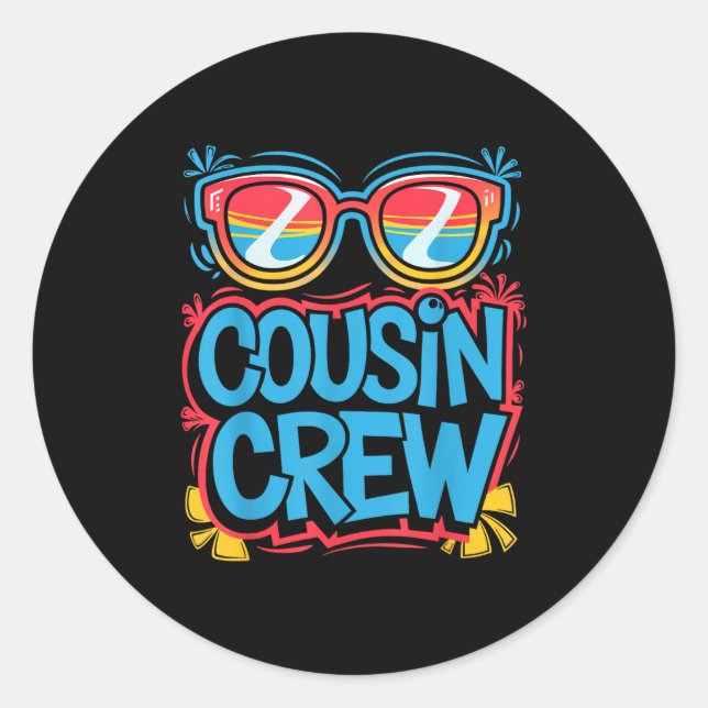 Sticker Rond Cousin Crew Shirt Adults Kids Matching Cousin Givi (Devant)