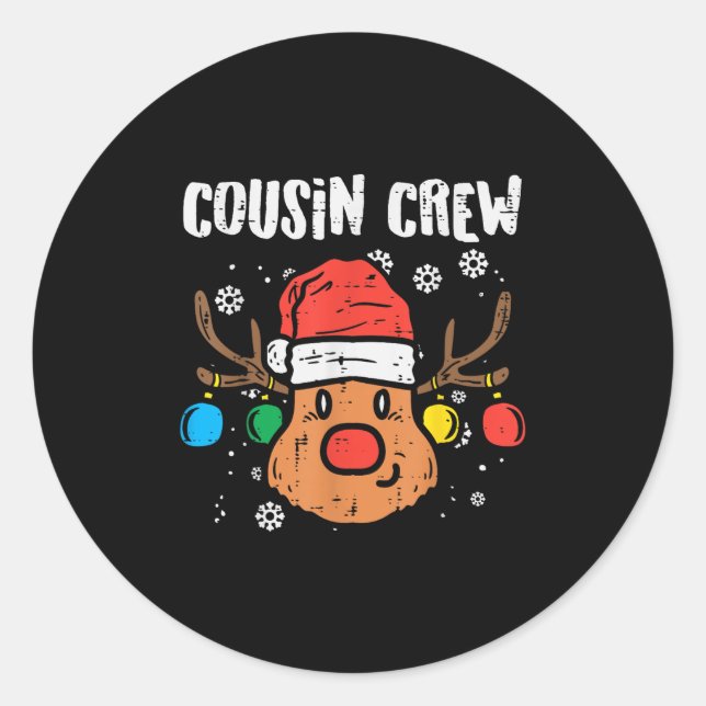 Sticker Rond Cousin Crew Xmas Pjs Matching Christmas Pajamas Fo (Devant)