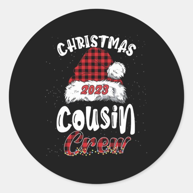 Sticker Rond Cousin du Christ Crew Buffalo Red Plaid Pajamas Fa (Devant)