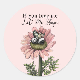 Sticker Rond Coussin rose couchage Panda Ours Fée Jeu d'oreille