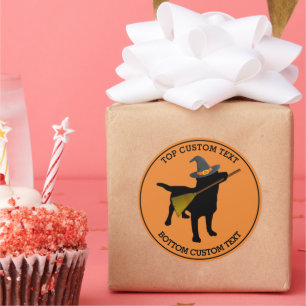 Sticker Rond Coutume noire drôle mignonne de sorcière de chie