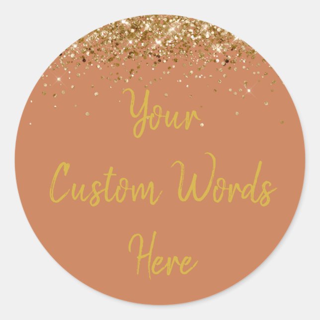 Sticker Rond Coutume Terracotta et Gold Anniversaire Fête Favor (Devant)