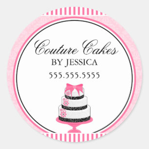 Sticker Rond Couture Gâteaux Pink Boulangerie Cachets