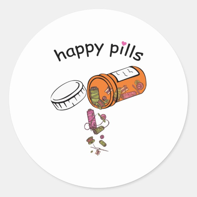 Sticker Rond Couture | Joyeuses pilules coudre (Devant)