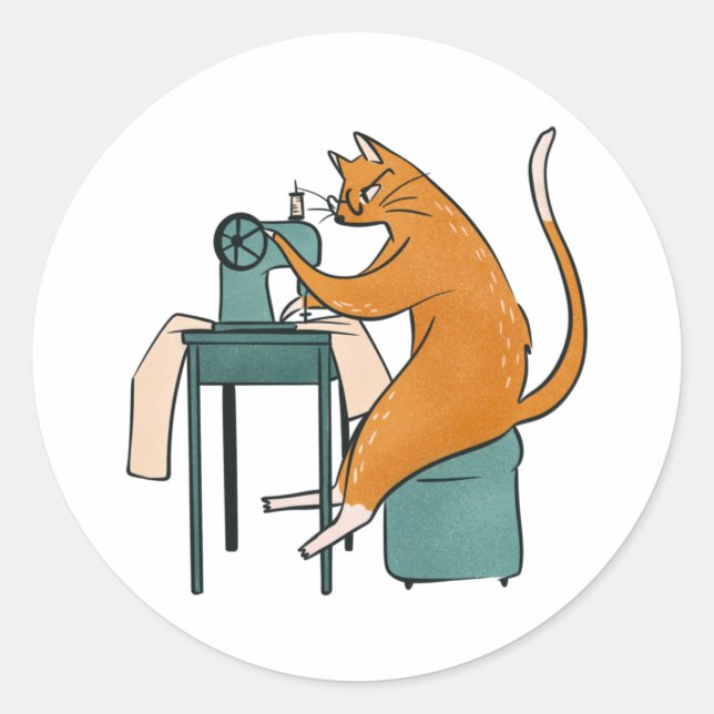 Sticker Rond Couture vintage de chat (Devant)