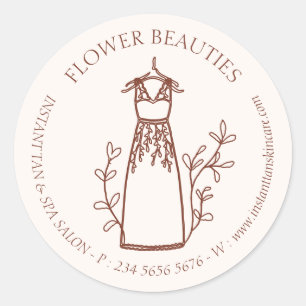 Sticker Rond Couturière Robe de Soirée Terracotta Fashion