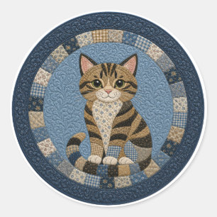 Sticker Rond Couverture de chat tigré