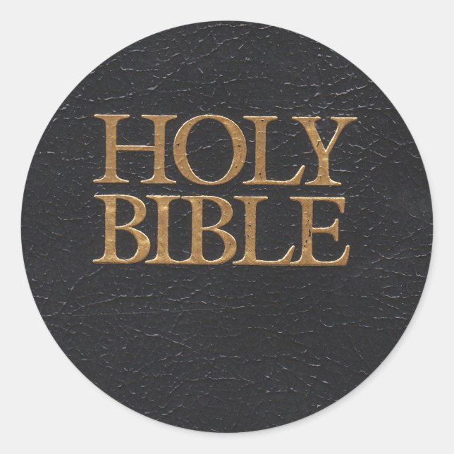 Sticker Rond Couverture de la Sainte Bible en cuir noir (Devant)