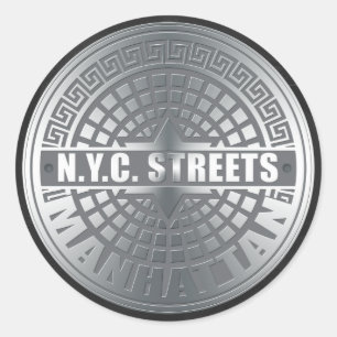 Sticker Rond Couvertures de trou d'homme Manhattan