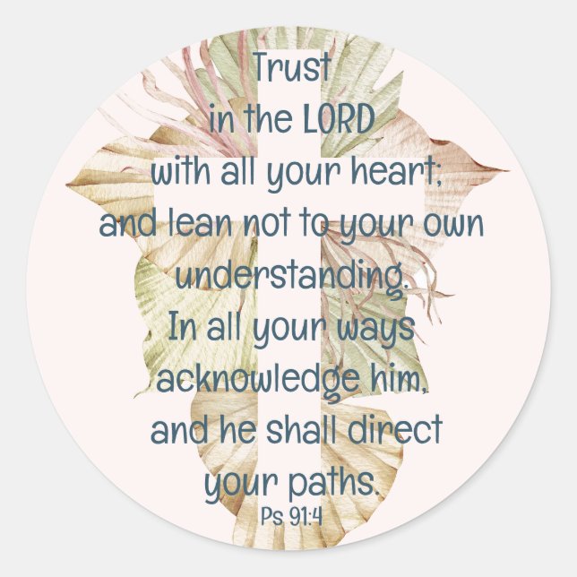 Sticker Rond Couvrez-Vous Avec Ses Plumes Bible Citation Ps 91: (Devant)