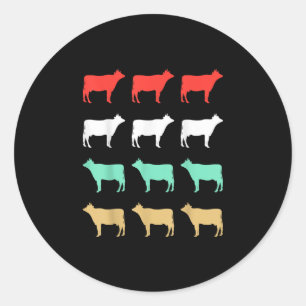 Sticker Rond Cow Cow Design