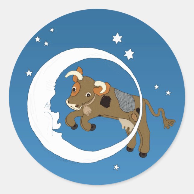 Sticker Rond Cow Jumped Over the Moon (Devant)