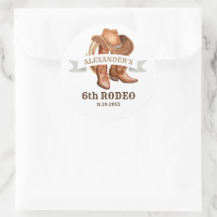 Sticker Rond Cowboy Boots, Casquette et Lasso