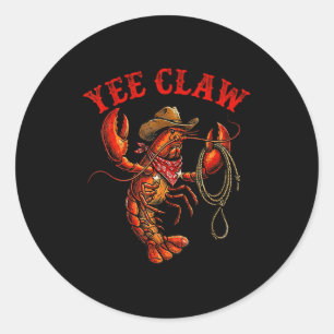 Sticker Rond Cowboy d'écrevisses yee pince écrevisses homard ho