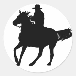 Sticker Rond Cowboy et son cheval