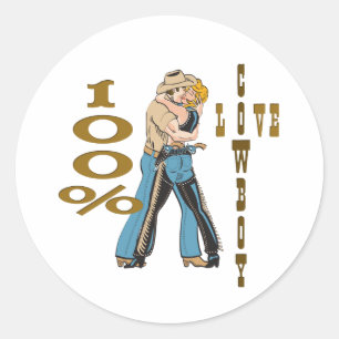 Sticker Rond Cowboy Love