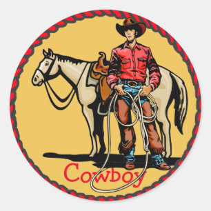 Sticker Rond Cowboy occidental de rodéo d'autocollants avec le