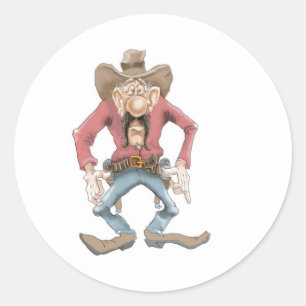 Sticker Rond Cowboy prêt à dessiner