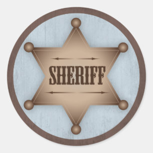 Sticker Rond Cowboy Sheriff Badge Baby shower occidental
