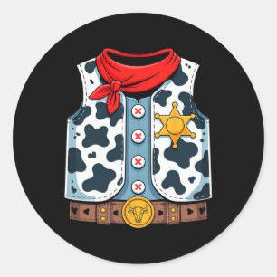 Sticker Rond Cowboy Vest Western Sheriff Costume Cool Easy Hall