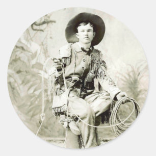 Sticker Rond Cowboy vintage circa 1900